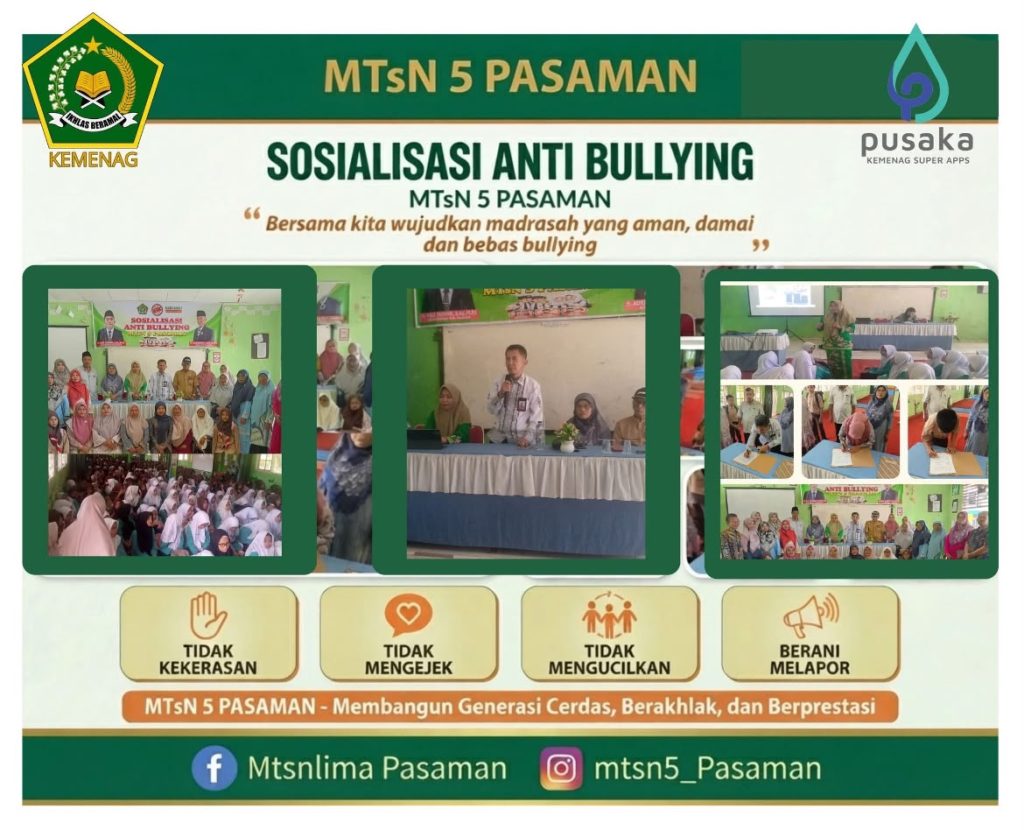 Bersama Wujudkan Madrasah Aman dan Damai, MTsN 5 Pasaman Gelar Sosialisasi Anti-Bullying